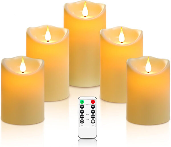 Da by Velas LED Altura de Vela 10 cm × 2, 13.5 cm × 2, 16.5 cm × 1 Diámetro 8cm La última Vela de la batería del Estilo 5PCS