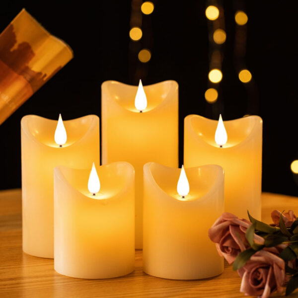 Da by Velas LED Altura de Vela 10 cm × 2, 13.5 cm × 2, 16.5 cm × 1 Diámetro 8cm La última Vela de la batería del Estilo 5PCS - Imagen 3