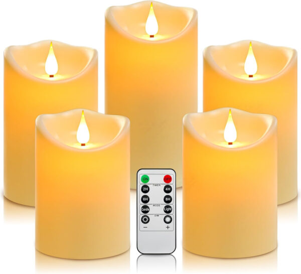 Da by Velas LED Altura de Vela 10 cm × 2, 13.5 cm × 2, 16.5 cm × 1 Diámetro 8cm La última Vela de la batería del Estilo 5PCS - Imagen 6