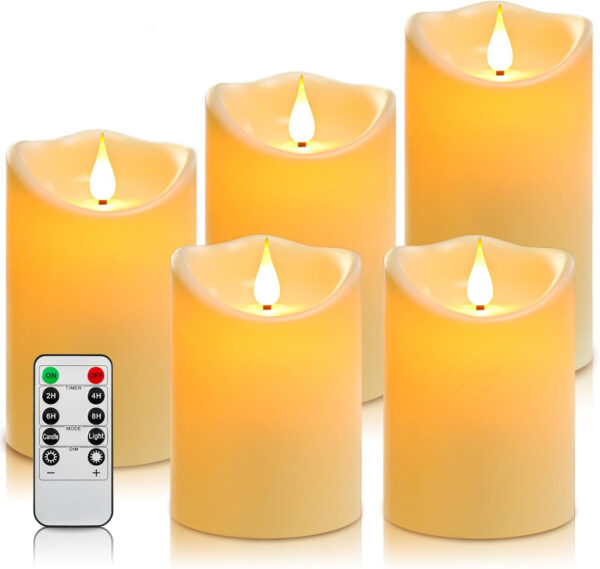 Da by Velas LED Altura de Vela 10 cm × 2, 13.5 cm × 2, 16.5 cm × 1 Diámetro 8cm La última Vela de la batería del Estilo 5PCS - Imagen 7