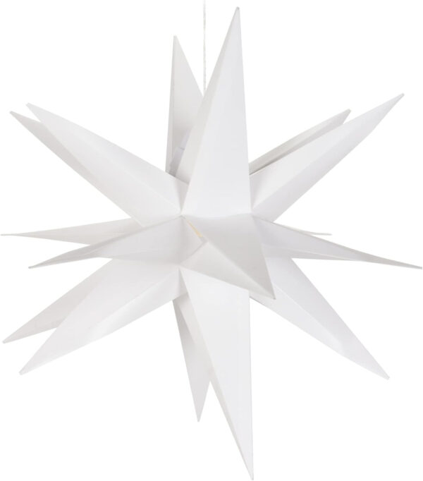 com-four® Estrella LED - Estrella de Navidad con función de Temporizador - Estrella LED como iluminación Decorativa para Navidad - Decoración navideña con Pilas (1 Pieza - Blanco) - Imagen 4