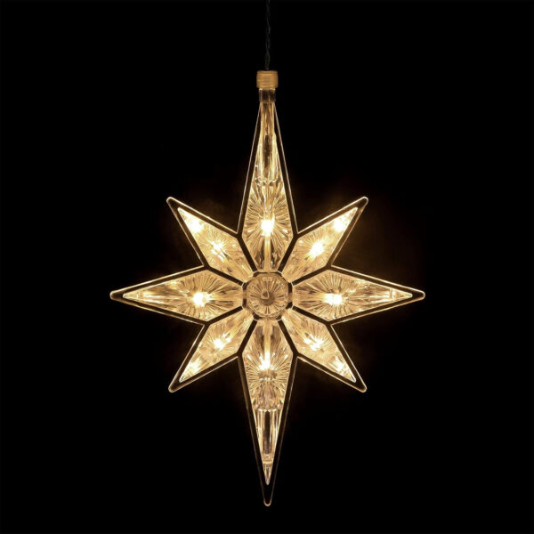 Mudder 10,8 Pulgadas Luces de Estrella de Ventana de Belén de Navidad Estrella Iluminada Colgante de LED de Plástico Grande Topper de Árbol Decoración Silueta de Estrella de Ventana de Plástico