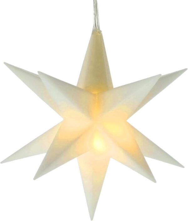 Spetebo Estrella de Navidad LED 3D blanca cálida 12 cm con temporizador – blanco – Estrella luminosa decorativa funciona con pilas para exterior e interior – Estrella decorativa para ventanas de