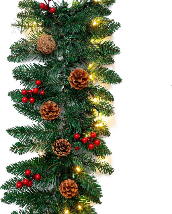 JOYIN 270 cm Guirnalda de Navidad Decoración Led para Árbol Artificial Premium 100 Luces LED Y Piñas Naturales Conectable A Más Guirnaldas - Imagen 6