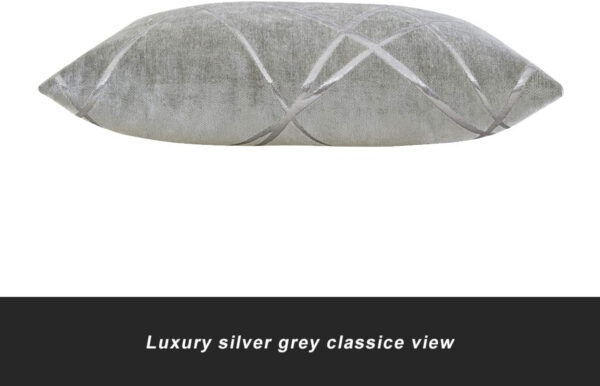 GIGIZAZA Gris Plata De Lujo Terciopelo Almohadon Cubre Caso, Confortable Funda de Almohada, Raya Decoración Fundas de Almohada para Sofá Cama Casa Decor 30x50cm Juego de Dos - Imagen 5