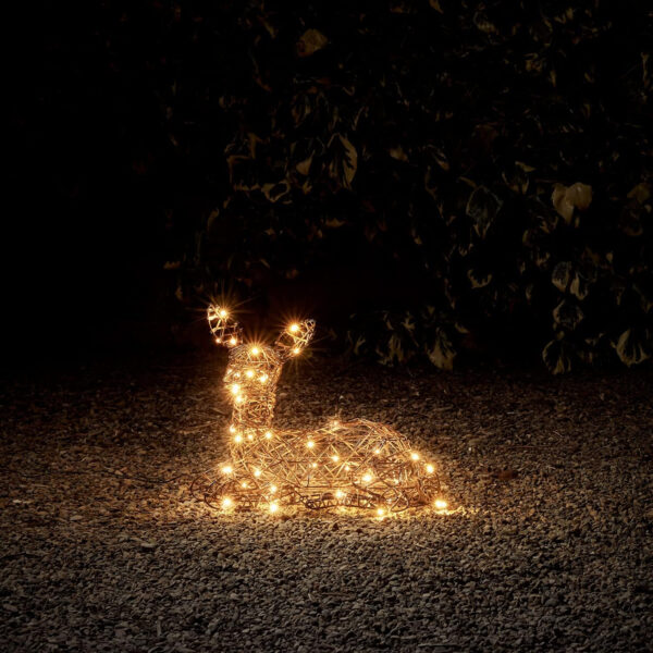 Lights4fun Studley - Reno LED de 50 LED, luces de Navidad con temporizador, para exteriores e interiores