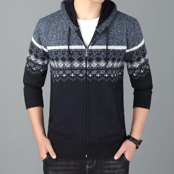 Hombre Jerséis-Suéter Punto-Chaqueta Cárdigan-Invierno Cardigan - Cuello Alto Sudaderas con Vestir Calienteita Grueso Forro de Pelusa Casual Suéter Jersey para Hombre Punto Otoño - Imagen 3