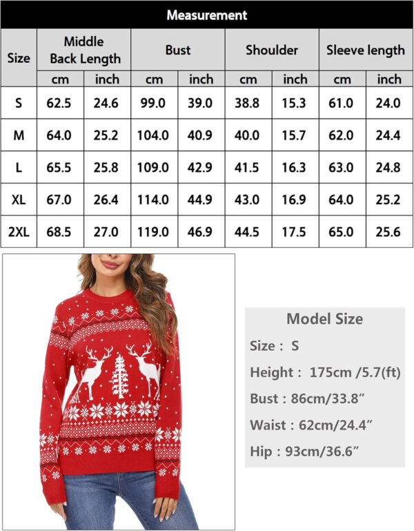 Totatuit Suéter de Navidad de Cuello Redondo Mujer Hombre Invierno Jersey Manga Larga Elegante Retro Sweater de Navidad Pullover Casual Christmas Sweater Parejas para Otoño Invierno - Imagen 7