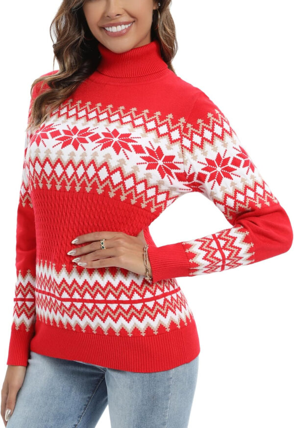 Suéter Navidad Mujer Cuello Alto Navideño Prendas de Punto Adherente Tops Manga Larga Jersey Calcetín Básico Invierno Jerséis Elegante