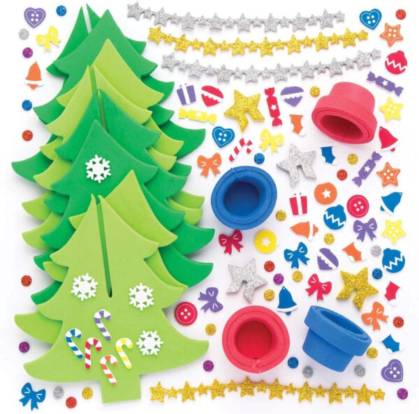 Baker Ross AR802 Kits de Árboles de Navidad, Manualidades Decorativas Navideñas para Niños, Paquete de 4 - Imagen 3