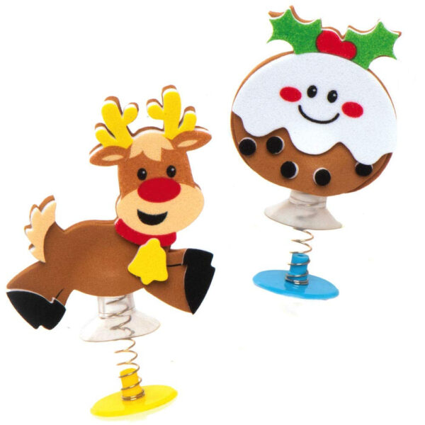 Baker Ross AX488 Kit Juguetes Saltadores De Navidad - Paquete De 8, Manualidades Festivas Para Niños, Paquetes De Actividades Y Decoraciones Navideñas Para Niños - Imagen 4