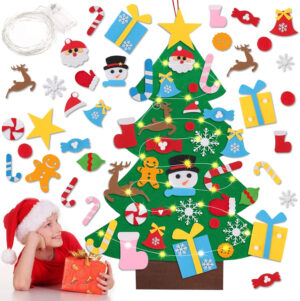 Árbol Navidad Fieltro, Árbol de Navidad de Fieltro,2022 DIY Ornamentos Desmontables El árbol de Navidad de 3.28ft para Regalos navideños, Decoración de Navidad para Paredes y Puertas del hogar