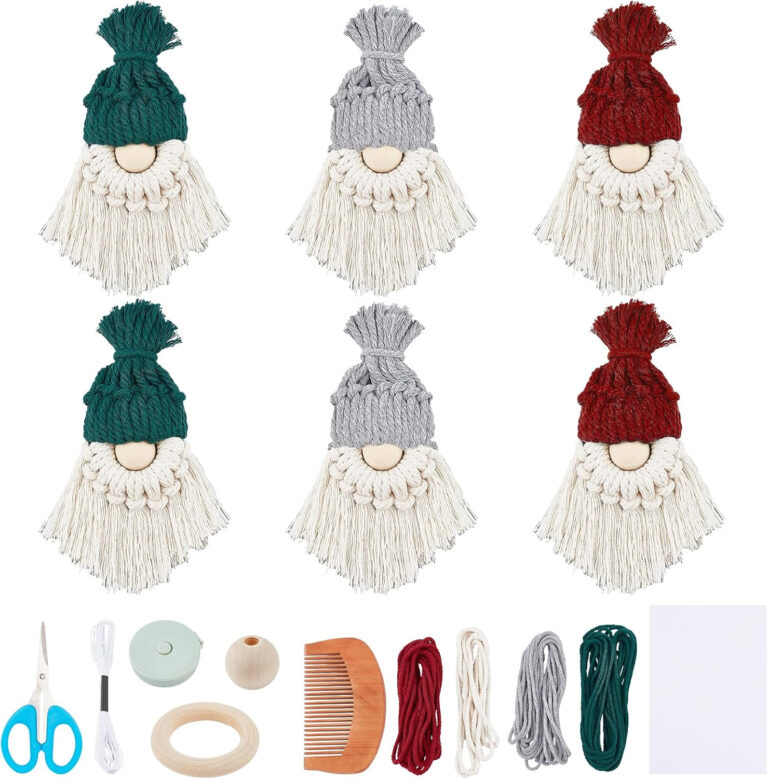 FREEBLOSS 6 Set DIY Santa Claus Kit DIY Macrame Santa Claus para la decoración del árbol de Navidad Árbol de Navidad Gnomos Colgantes Santa Elf Decoraciones para el Hogar Decoración Navideña