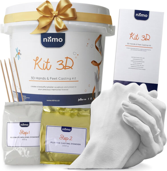 Niimo Escultura Manos Pareja - Kit 3D Molde Manos Escayola, Alginato Para Moldes de Manos, Fácil de Usar y Excelente Nivel de Detalle, Regalos para Parejas, Regalo Pareja, Yeso Manualidades