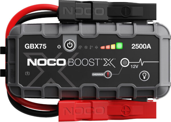 NOCO Boost X GBX75, Arrancador de Batería de Coche 2500A, Booster de Bateria Portátil y Cables de Arranque Profesionales para Motores de Gasolina de hasta 8,5 litros y Diésel de 6,5 litros