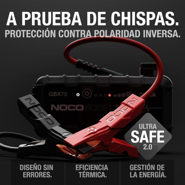 NOCO Boost X GBX75, Arrancador de Batería de Coche 2500A, Booster de Bateria Portátil y Cables de Arranque Profesionales para Motores de Gasolina de hasta 8,5 litros y Diésel de 6,5 litros - Imagen 5