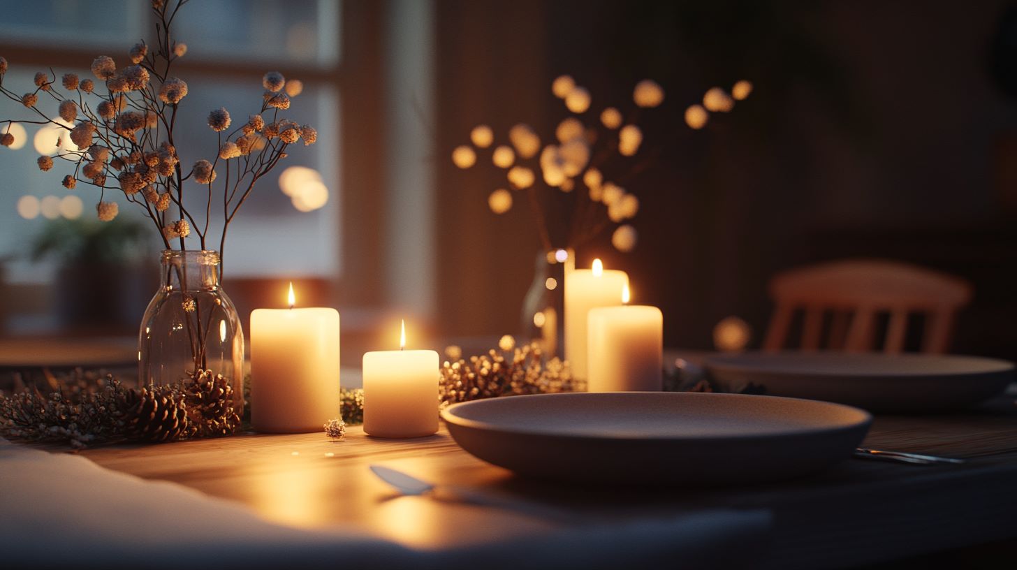 Mesa decorada para celebración de Año Nuevo