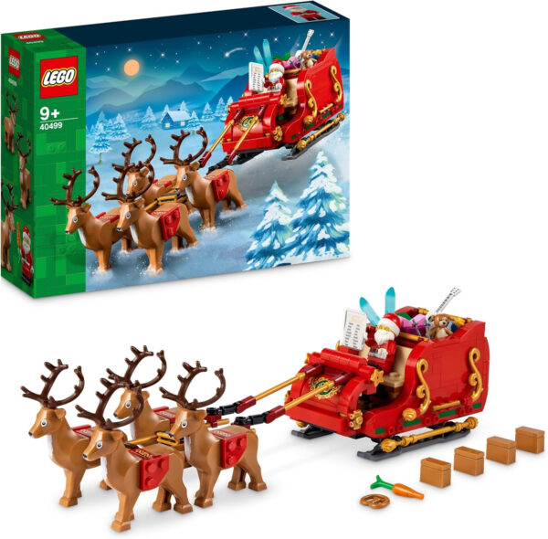 LEGO Trineo de Papá Noel Decorativo de Navidad para Dormitorio o Salón, Juguete de Construcción con Minifigura y Figuras de Renos, Regalo Navideño y de Reyes para Niños y Niñas de 9 Años o Más 40499