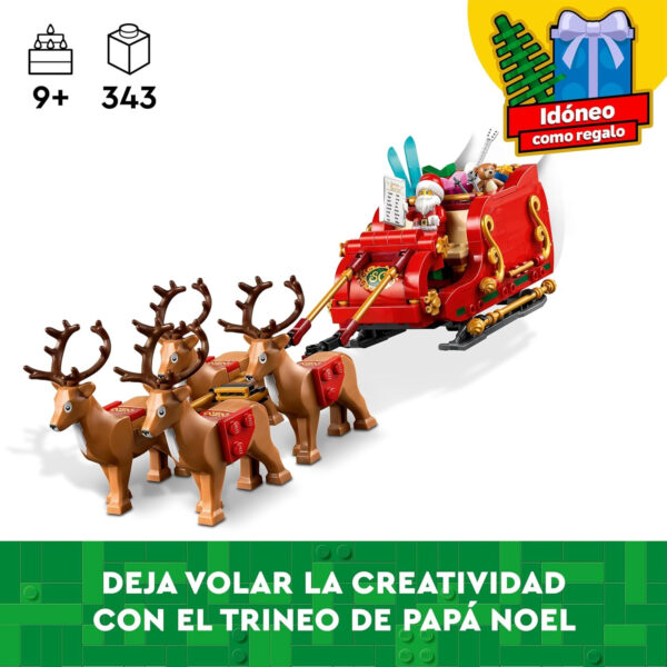 LEGO Trineo de Papá Noel Decorativo de Navidad para Dormitorio o Salón, Juguete de Construcción con Minifigura y Figuras de Renos, Regalo Navideño y de Reyes para Niños y Niñas de 9 Años o Más 40499 - Imagen 3