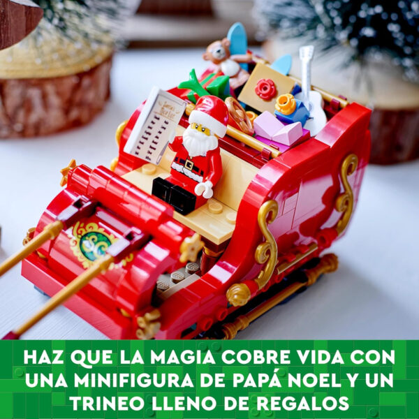 LEGO Trineo de Papá Noel Decorativo de Navidad para Dormitorio o Salón, Juguete de Construcción con Minifigura y Figuras de Renos, Regalo Navideño y de Reyes para Niños y Niñas de 9 Años o Más 40499 - Imagen 4