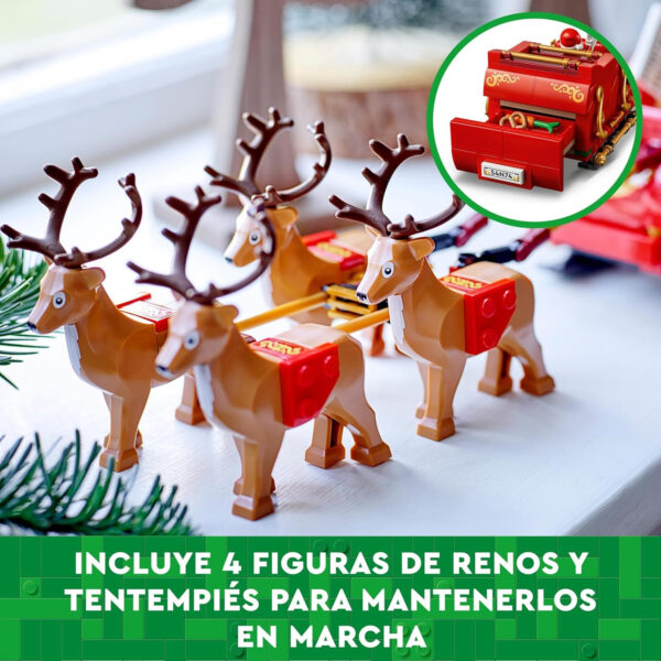 LEGO Trineo de Papá Noel Decorativo de Navidad para Dormitorio o Salón, Juguete de Construcción con Minifigura y Figuras de Renos, Regalo Navideño y de Reyes para Niños y Niñas de 9 Años o Más 40499 - Imagen 5