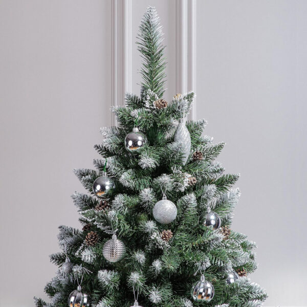 FairyTrees árbol de Navidad Artificial 180cm Pino con el Soporte de Madera | árbol Artificial Blanco nevado| Fabricado en EU - Imagen 10