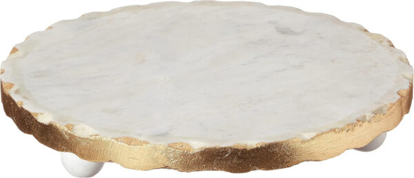 Mud Pie Marble Trivet Salvamanteles de mármol de Pastel, Dorado