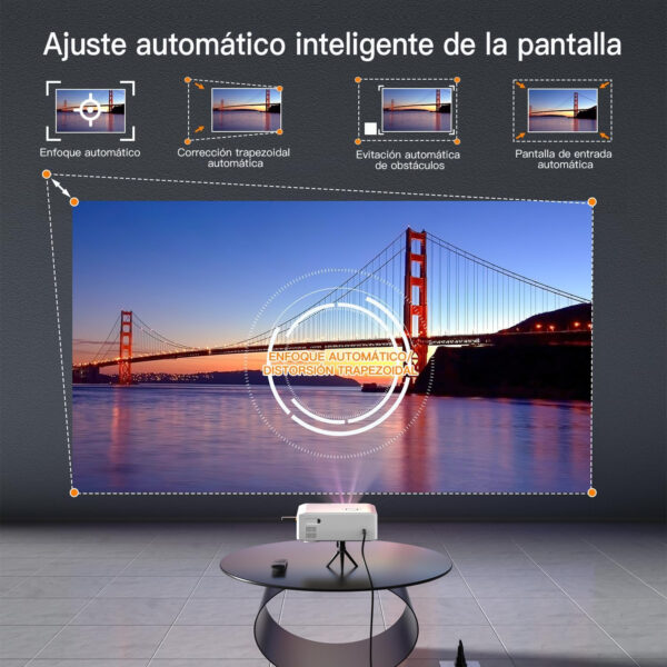 [Enfoque automático y Keystone] Proyector 4k Soporte, XuanPad Proyector Bluetooth WiFi6, 28000L Nativo 1080P Proyector Inteligente, Proyector para Cine en Casa con trípode para iOS/Android/TV Stick - Imagen 3