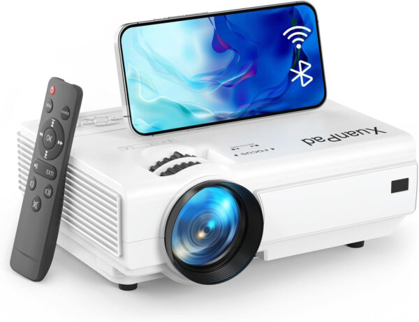 Mini Proyector Portatil, XuanPad 18000L Proyector Bluetooth WiFi, 2024 Actualizado Videoproyector HD 1080P Soporte, Zoom del 100%-50%, Proyector Cine en Casa para TV Stick/HDMI/USB/AV/Laptop/Phone