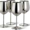 Oak & Steel - 4 Elegantes Copas De Vino Plateadas De Acero Inoxidable, 500ml - Set De Regalo De Copas Irrompibles, Para Bodas, Aniversarios, Fiestas De Cumpleaños