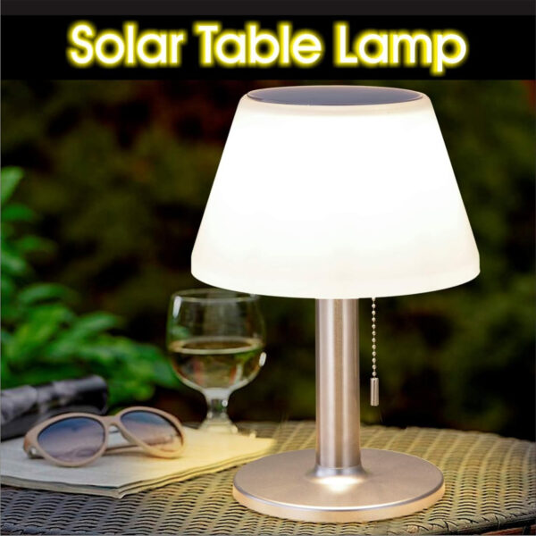 DIAMOND CHEF Lámpara de mesa solar para interiores y exteriores, impermeable, lámpara solar de escritorio con interruptor de encendido/apagado y cadena de tracción, decorativa para jardín, patio, - Imagen 2