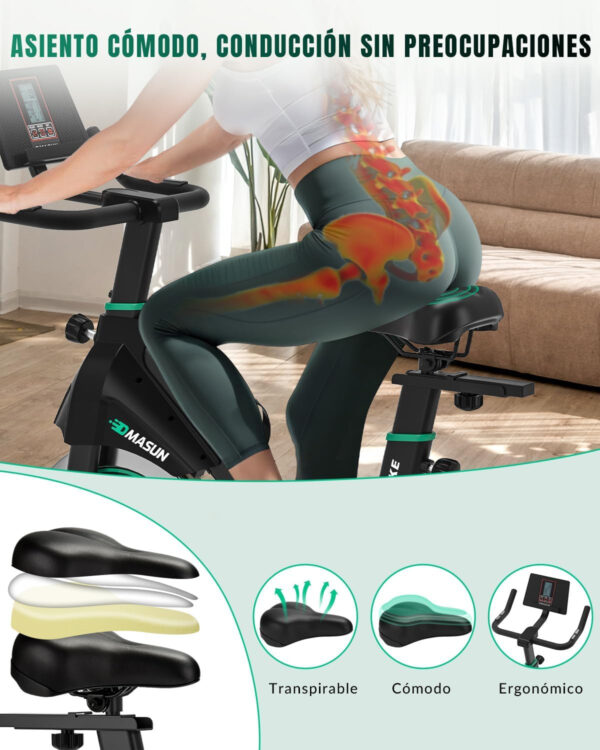 Bicicleta Estatica, Bici Estatica Profesional DMASUN con Portavasos, Ejercicio Silencioso Seguro, Cómodo Cojín Del Asiento, Capacidad 160 kg (Funda Sillin Bicicleta Estatica Incluida) - Imagen 2