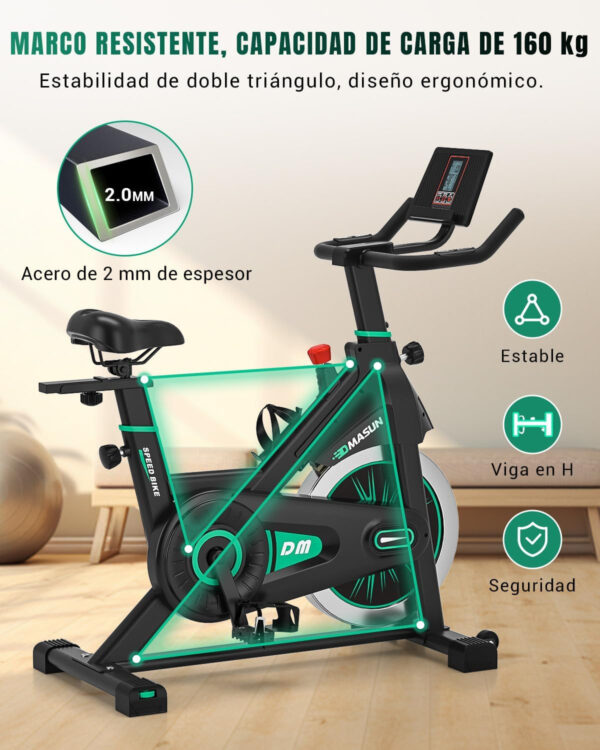 Bicicleta Estatica, Bici Estatica Profesional DMASUN con Portavasos, Ejercicio Silencioso Seguro, Cómodo Cojín Del Asiento, Capacidad 160 kg (Funda Sillin Bicicleta Estatica Incluida) - Imagen 3