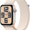 Apple Watch SE de 2.ª generación, 2023 [GPS] Smartwatch con Caja de Aluminio en Blanco Estrella de 44 mm y Correa Loop Deportiva Blanco Estrella. Monitor de entreno y sueño, Neutro en Carbono