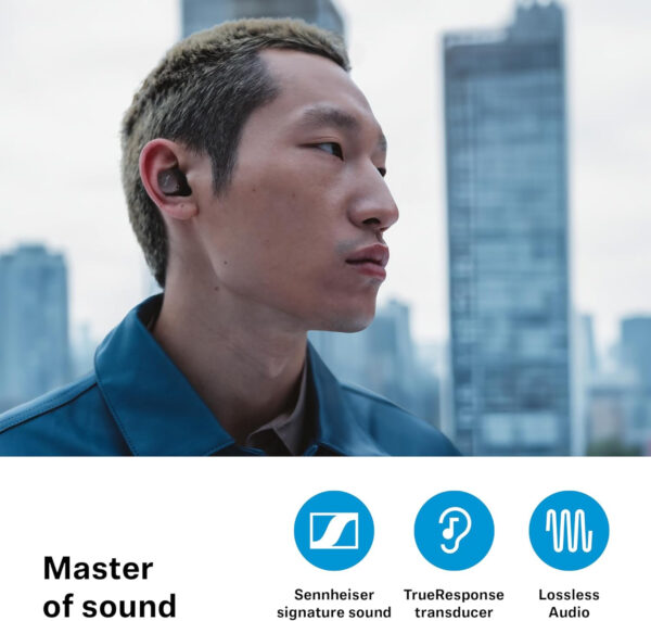 Sennheiser MOMENTUM True Wireless 4 auriculares inteligentes - Bluetooth 5.4, sonido nítido, diseño cómodo, 30 horas de autonomía y cancelación de ruido activa adaptativa - negro cobrizo - Imagen 2