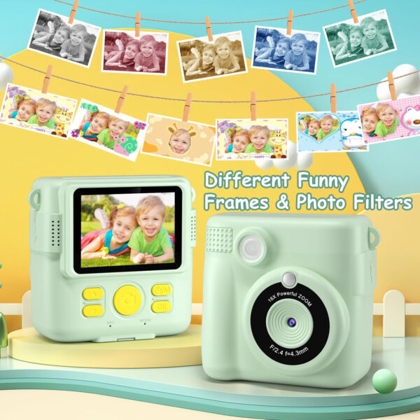 Camara Fotos Infantil Instantanea,GREENKINDER Camara Fotos Infantil,2.4" HD 1080P Cámara Instantánea para Niños con Tarjeta de 32GB,Bolígrafos de Colores y Papel de Impresión,Regalos Juguete - Imagen 3