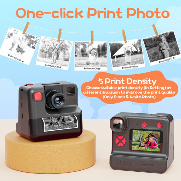 Camara Fotos Infantil Instantanea,Camara instanea para niños 1080P Cámara Instantánea con Tarjeta SD de 32GB,Bolígrafos de Colores y Papel de Impresión,Regalos Juguete (Black) - Imagen 4