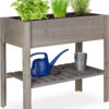Relaxdays Huerto Urbano de Madera, con Estante, Macetero Rectangular, 80 x 88 x 43,5 cm, Gris