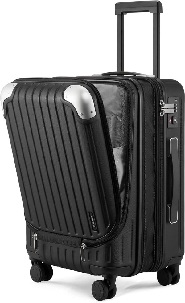 LEVEL8 Maleta Cabina Ampliable ABS+PC Equipaje de Mano Trolley Rígido Ligero Maletas de Viaje con 4 Ruedas Dobles Giratorias 360º y Candado TSA, 55x37x25CM, 42L, Negro