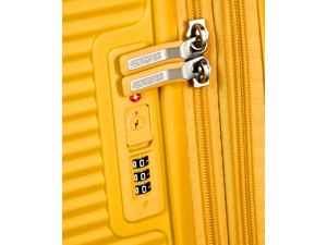 Soundbox; american Tourister; Golden Yellow; Suitcase; Lock; TSA 