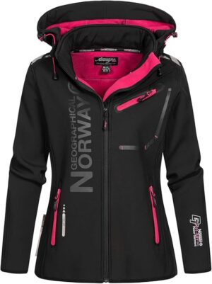 Geographical Norway REINE LADY – Chaqueta Softshell Impermeable Mujer – Chaqueta Capucha Exteriores – Chaqueta Cortavientos Invierno – Actividades Senderismo Aire Libre