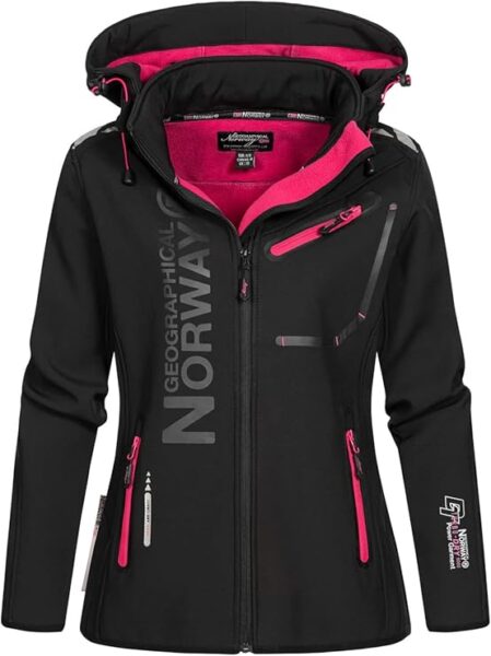 Geographical Norway REINE LADY - Women's Waterproof Softshell Jacket - Outdoor Hooded Jacket - Winter Windbreaker Jacket - Outdoor Hiking Activities