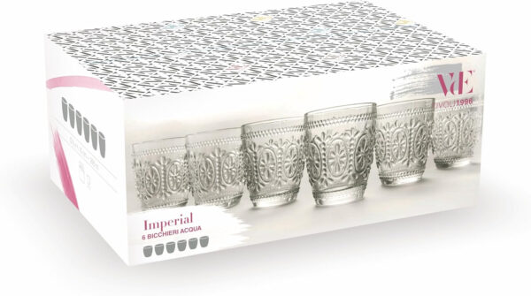 Villa d'Este Home Tivoli 203755 Imperial-Juego de 6 Vasos de Agua de Cristal Transparente, 295 ml, Vidrio, Claro - Imagen 4