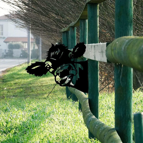 CCWORAN Ornamentos de jardín de Vaca de Metal para Vallas Decoraciones al Aire Libre hogar Vaca Animales decoración de jardín esculturas oxidadas Siluetas de árbol Patio Arte Pared Regalo Cow2 - Imagen 4