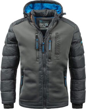 Geographical Norway IMS Production Chaqueta acolchada de invierno para hombre, estilo anorak con capucha, forrada y abrigada, para aire libre, esquí y snowboard, para invierno y otoño, tallas S-7XL