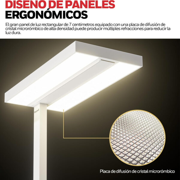 HONEYWELL 100W Natural Daylight Led Lámpara de pie para sala de estar Moderno Uplighter Lámpara de pie regulable Eye-Caring Lámpara de pie de lectura para oficina Dormitorio 10400LM HWL-02E Pro - Imagen 13