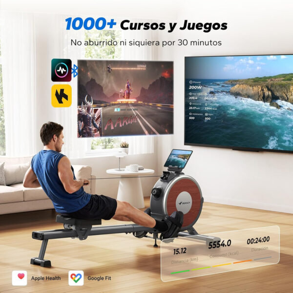 MERACH Máquina de Remo para Casa, 16 Niveles de Resistencia, Remo Magnético Silencioso con App Exclusiva, Rieles Dobles Mejorados para Mayor Estabilidad, La Mejor Elección para el Fitness en Casa - Imagen 4