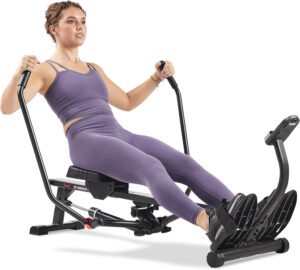Máquina de Remo Inteligente y compacta de Movimiento Completo Sunny Health & Fitness, de bajo Impacto, con riel extralargo y aplicación SunnyFit® Opcional. Conectividad Bluetooth Mejorada.