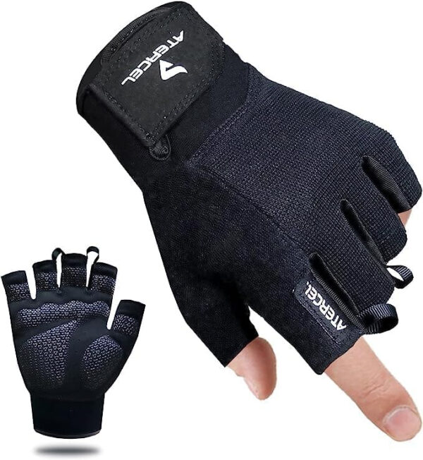 ATERCEL Guantes Gimnasio, para Hombre y Mujer, los Mejores Guantes Gym para Levantamiento de Pesas, Ciclismo, Gimnasio, Entrenamiento, Transpirable y Ajustado - Imagen 2