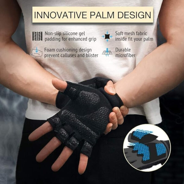 ATERCEL Guantes Gimnasio, para Hombre y Mujer, los Mejores Guantes Gym para Levantamiento de Pesas, Ciclismo, Gimnasio, Entrenamiento, Transpirable y Ajustado - Imagen 4
